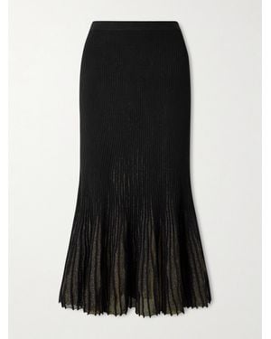 Ulla Johnson Jupe Midi En Mailles Côtelées Métallisées À Godets Vera - Noir