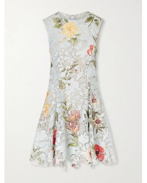Oscar de la Renta Floral-Print Lace Mini Dress - White