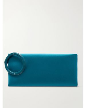 Tom Ford Aura Leather-Trimmed Satin Clutch - Blue