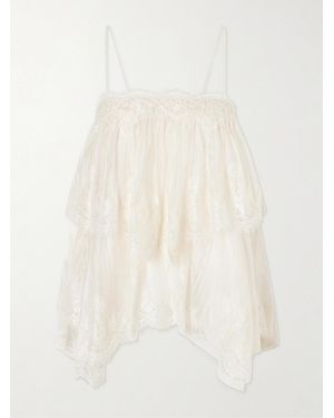 Aje. Ophelia Lace-Trimmed Crinkled-Satin Camisole - Natural