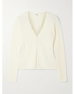 arch4 New Cami Ribbed Organic Cashmere Cardigan - Natural