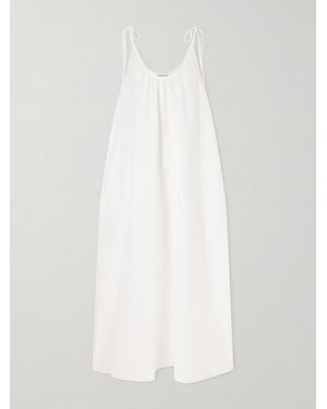 Anine Bing Flora Gathered Lyocell And Linen-Blend Maxi Dress - White