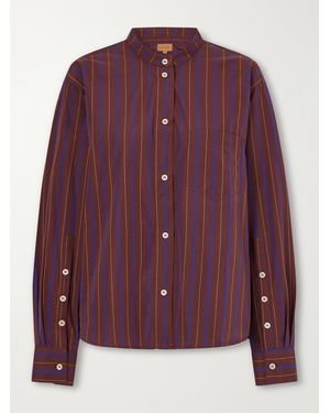 Jamie Haller The Editor Striped Cotton And Silk-Blend Poplin Shirt - Purple