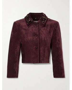 ShuShu/Tong Cropped Embellished Velvet Jacket - Red