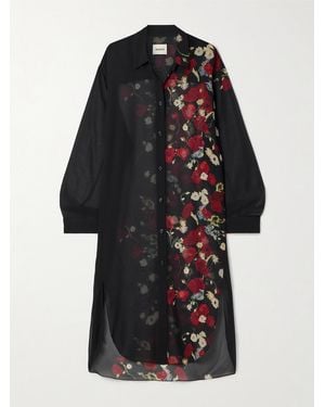 KHAITE Robe En Mousseline De Soie À Imprimé Fleuri Gloria - Noir
