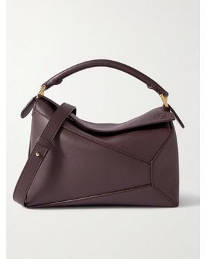 Loewe Sac Porté Épaule En Cuir Texturé Puzzle Edge Small - Marron