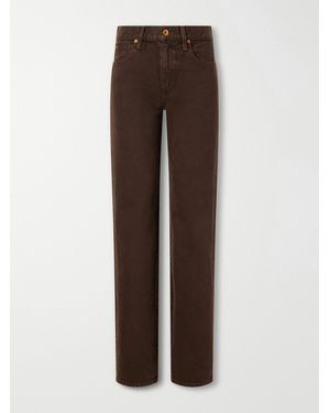 SLVRLAKE Denim Phoenix Mid-Rise Straight-Leg Jeans - Brown