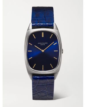 Stephanie Windsor Patek Philippe Vintage 1970S Ellipse Hand-Wound 26Mm 18-Karat And Lizard Watch - Blue