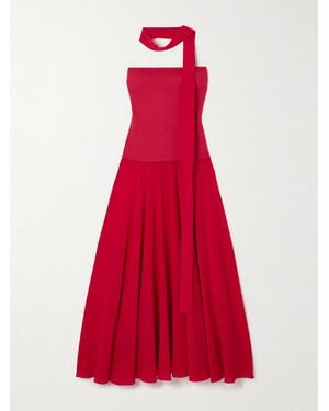 Esse Studios Illi Strapless Crepe And Silk-Satin Maxi Dress And Tie - Red