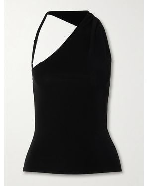 Courreges Asymmetric Cutout Stretch-Crepe Tank - Black