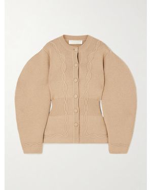 D'Estree Adrian Ribbed Cable-Knit Wool Cardigan - Natural