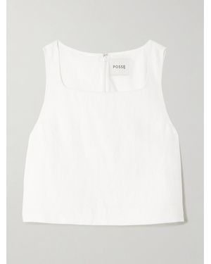 Posse Val Cropped Linen Top - White