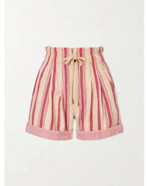 Isabel Marant Nirma Pleated Cotton-Twill Shorts - Red