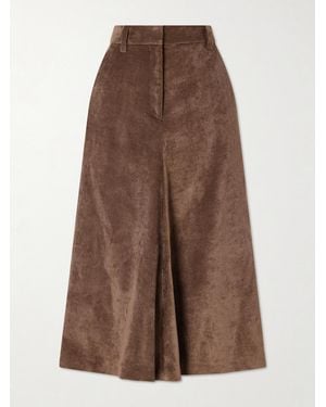 Brunello Cucinelli Embellished Corduroy Midi Skirt - Brown