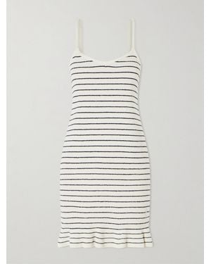 JW Anderson Striped Cotton-Blend Terry Mini Dress - White