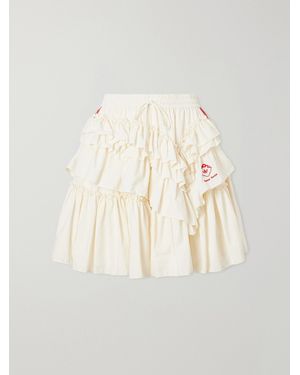 Simone Rocha Adidas Originals Logo-Embroidered Asymmetric Ruffled Jersey Mini Skirt - Natural