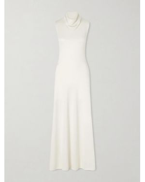 Tom Ford Draped Wool-Blend Piqué Maxi Dress - White