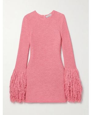 Gabriela Hearst Liam Fringed Cashmere And Silk-Blend Mini Dress - Pink