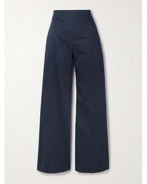 Carolina Herrera Cotton-Blend Sateen Wide-Leg Pants - Blue