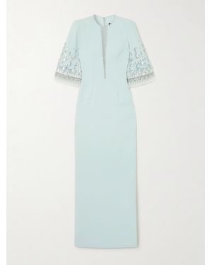 Jenny Packham Kalani Embellished Tulle-Trimmed Cady Gown - Blue