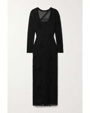 Lafayette 148 New York Crochet-Knit Cotton Midi Dress - Black
