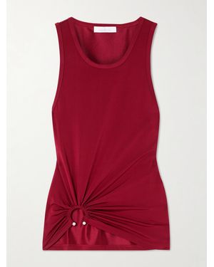 Rabanne Embellished Ribbed Stretch-Jersey Tank - Red