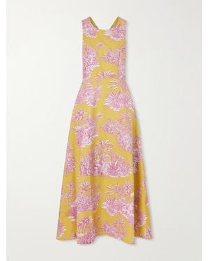 Marta Ferri Colonna Printed Cotton Maxi Dress - White