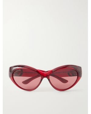 Gucci Double G-Detailed Cat-Eye Recycled-Acetate Sunglasses - Pink