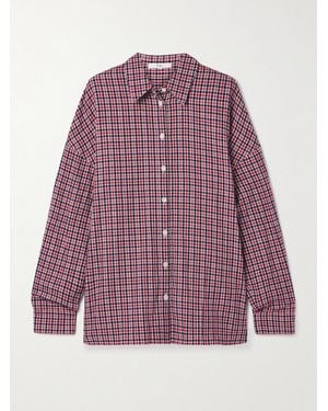 Tibi Checked Cotton-Flannel Shirt - Purple