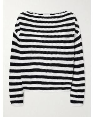 Allude Striped Cotton And Cashmere-Blend Sweater - Blue
