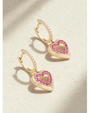 Roxanne First Heart 14-Karat, Sapphire And Diamond Hoop Earrings - Natural