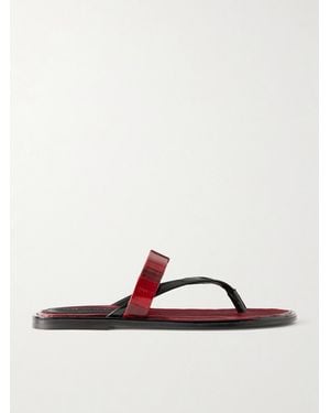 Dries Van Noten Eel-Effect Leather Sandals - Red