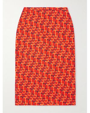 Gucci Midirock Aus Baumwoll-Twill Mit Print - Rot