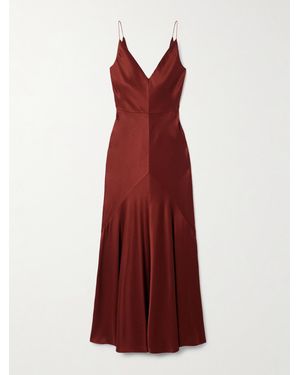 Gabriela Hearst Robe Longue En Satin De Soie Brigita - Rouge