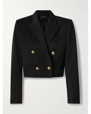 Nili Lotan Beauregard Cropped Double-Breasted Wool-Twill Blazer - Black