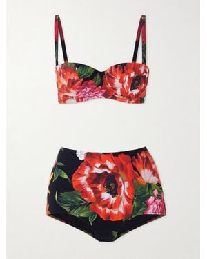 Dolce & Gabbana Wandelbarer Balconette-Bikini Mit Bügeln Und Blumenprint - Rot