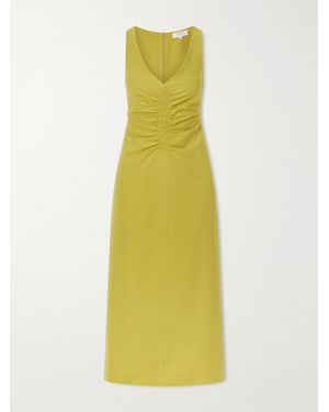 La Ligne Noemi Gathered Recycled-Crepe Midi Dress - Yellow