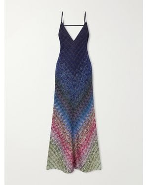 Missoni Striped Crochet-Knit Maxi Dress - Blue