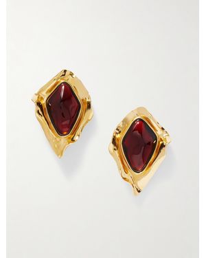 Saint Laurent Tone Resin Clip Earrings - Red