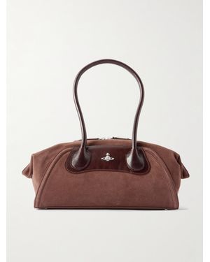 Vivienne Westwood Shirley Small Leather-Trimmed Suede Shoulder Bag - Brown