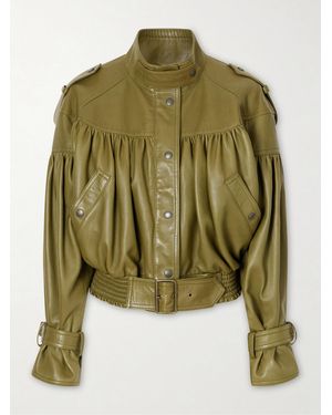 Chloé Leather Bomber Jacket - Green