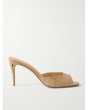Jennifer Chamandi Guido 85 Croc-Effect Leather Mules - Natural