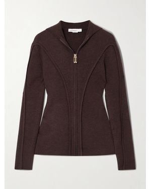 Victoria Beckham Panelled Merino Wool-Blend Hoodie - Brown