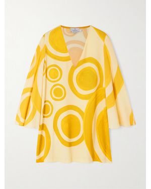 Themis Z Heros Printed Crepe De Chine Mini Dress - Yellow