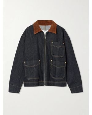 SLVRLAKE Denim Casey Suede-Trimmed Denim Jacket - Blue