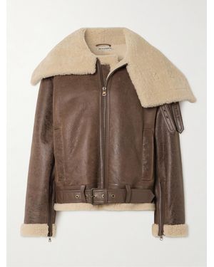 JW Anderson Oversized-Jacke Aus Shearling Mit Gürtel - Braun