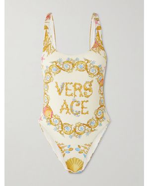 Versace Badeanzug Mit Print Und Rückenausschnitt - Mettallic
