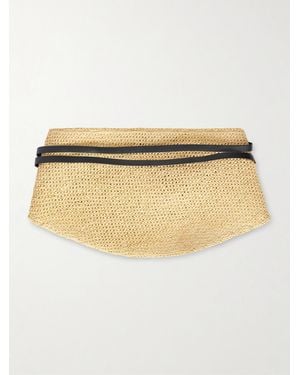 DEHANCHE Undone Leather-Trimmed Raffia Belt - Natural