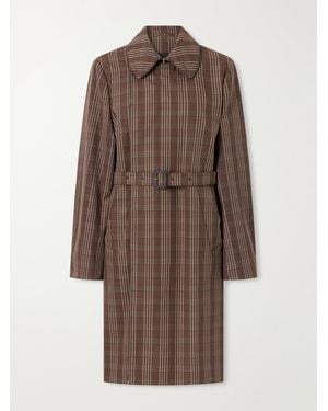 Wales Bonner Linear Belted Checked Wool-Canvas Coat - Brown