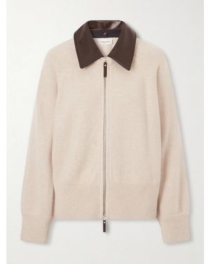 Brandon Maxwell Conrad Leather-Trimmed Recycled-Cashmere Jacket - Natural